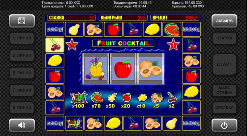 Бонус слота Fruit Cocktail