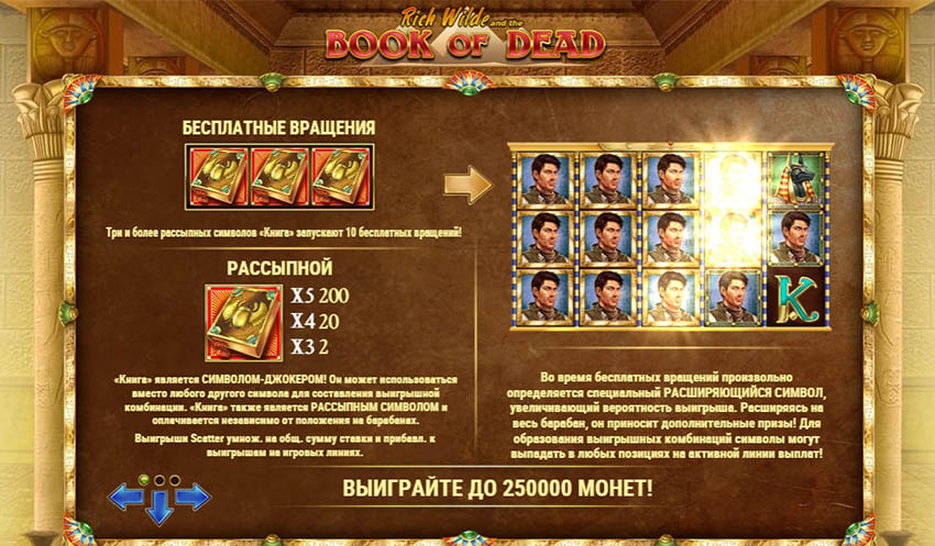 Характеристики слота Book of Dead